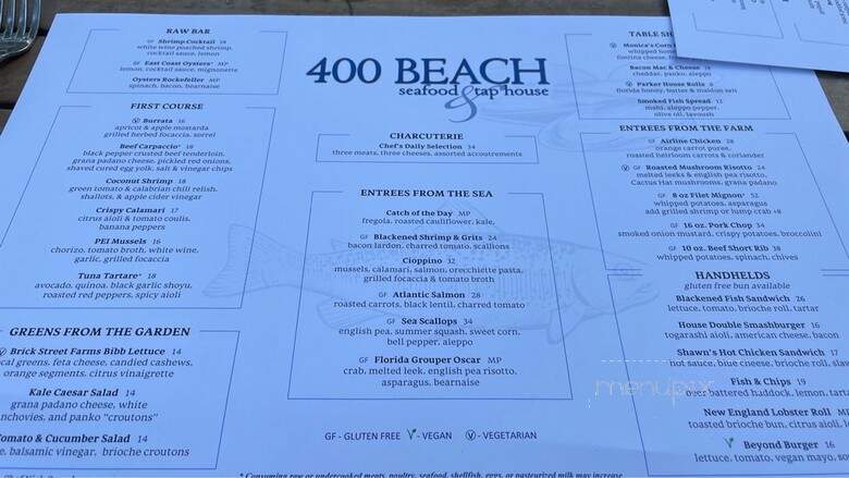 400 Beach Seafood & Tap House - St Petersburg, FL menu_pic