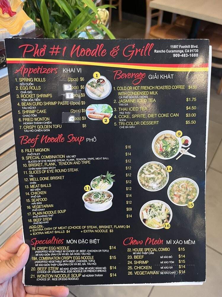 #1 Pho Noodle & Grill - Rancho Cucamonga, CA menu_pic