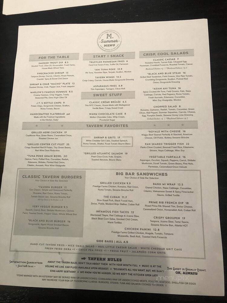 Marlow's Tavern - Atlanta, GA menu_pic