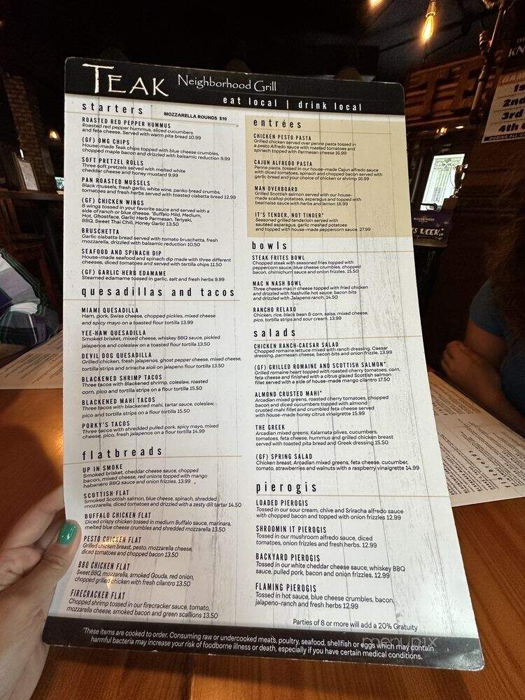 Teak Neighborhood Grill - Orlando, FL menu_pic