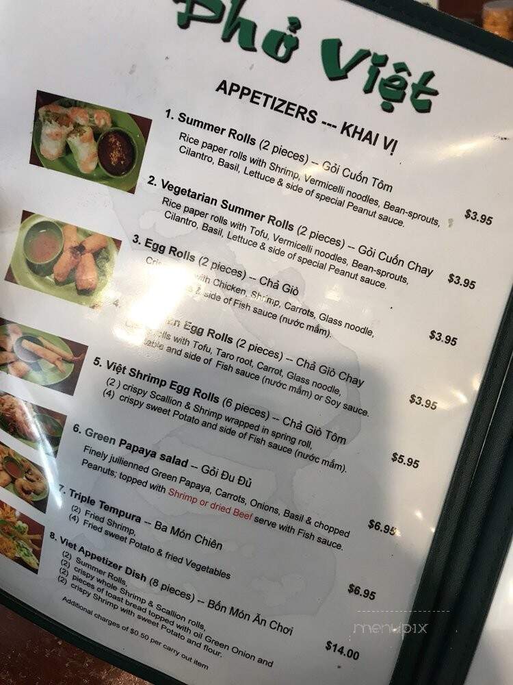 Pho Viet - Washington, DC menu_pic