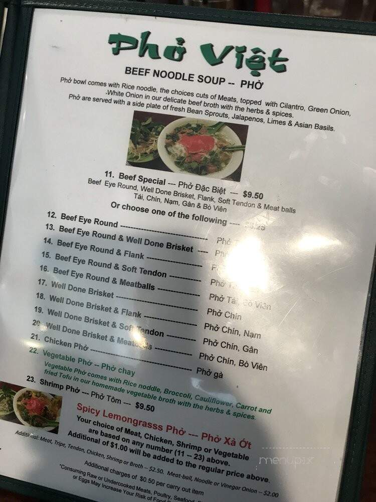 Pho Viet - Washington, DC menu_pic