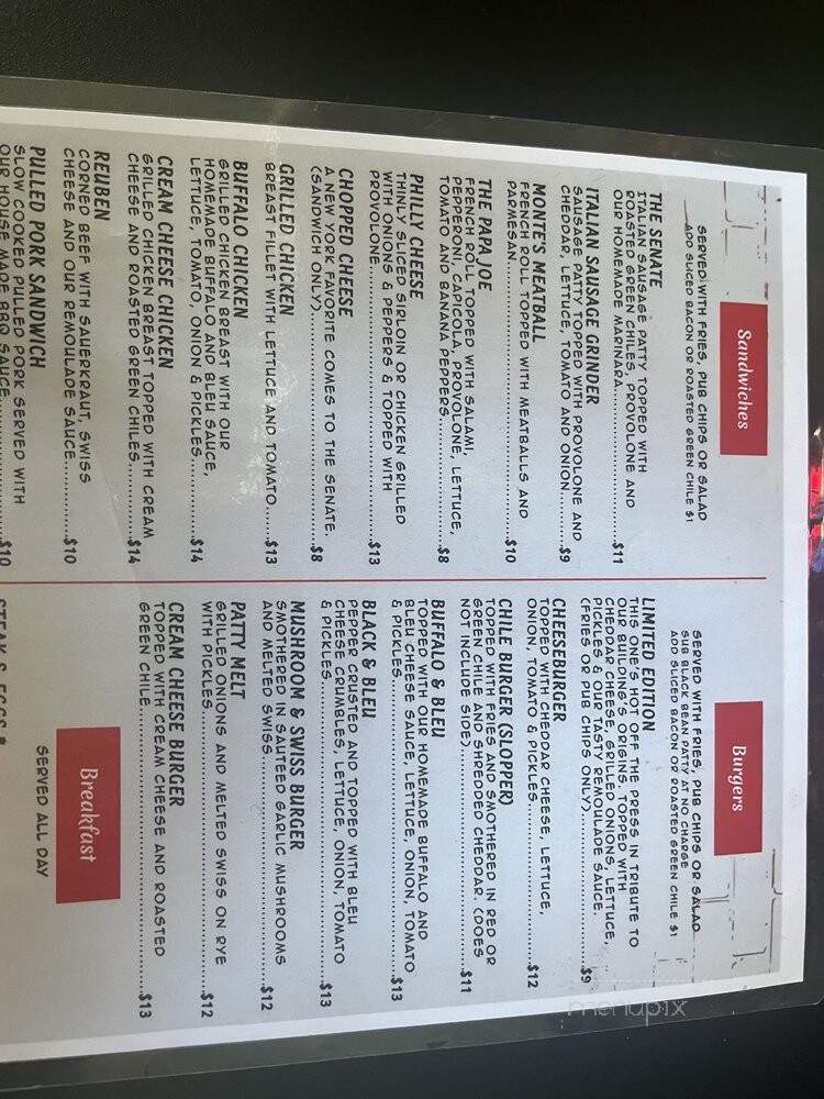 Senate Bar & Grill - Fort Wayne, IN menu_pic