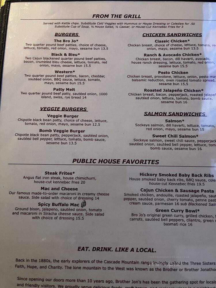 Brother Jon's Public House - Bend, OR menu_pic