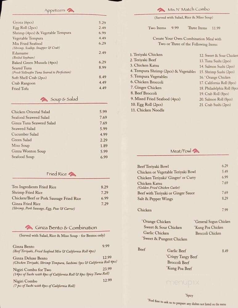 Ginza Sushi - National City, CA menu_pic