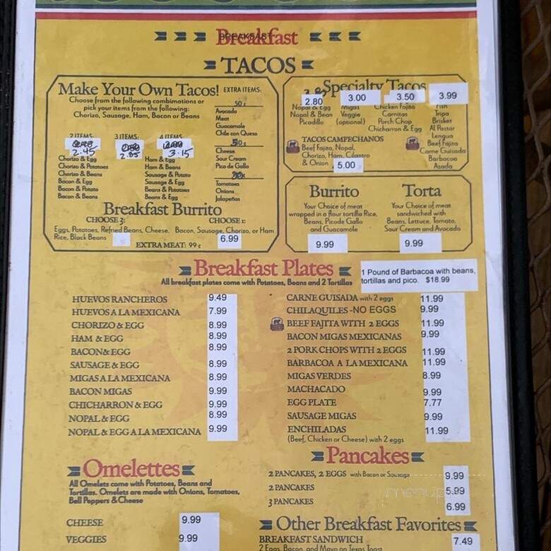 Los Vega - San Marcos, TX menu_pic