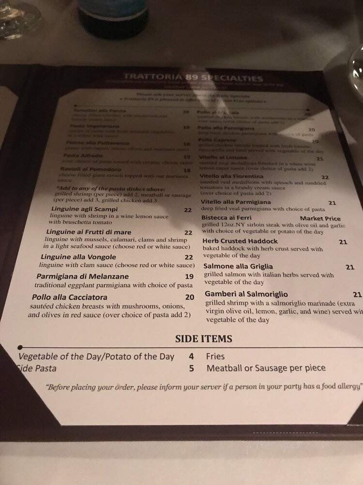 Trattoria Bar 89 Centrale - Milford, MA menu_pic