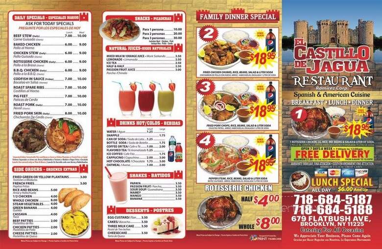 El Castillo de Jagua - Brooklyn, NY menu_pic