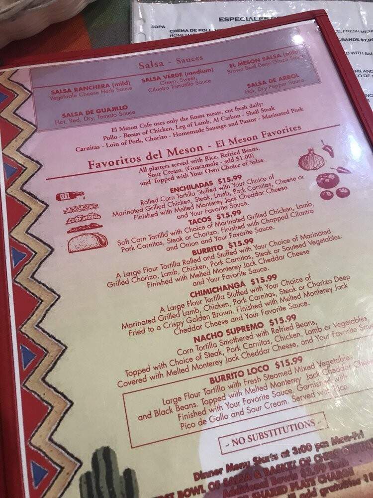 El Meson - Plainfield, NJ menu_pic