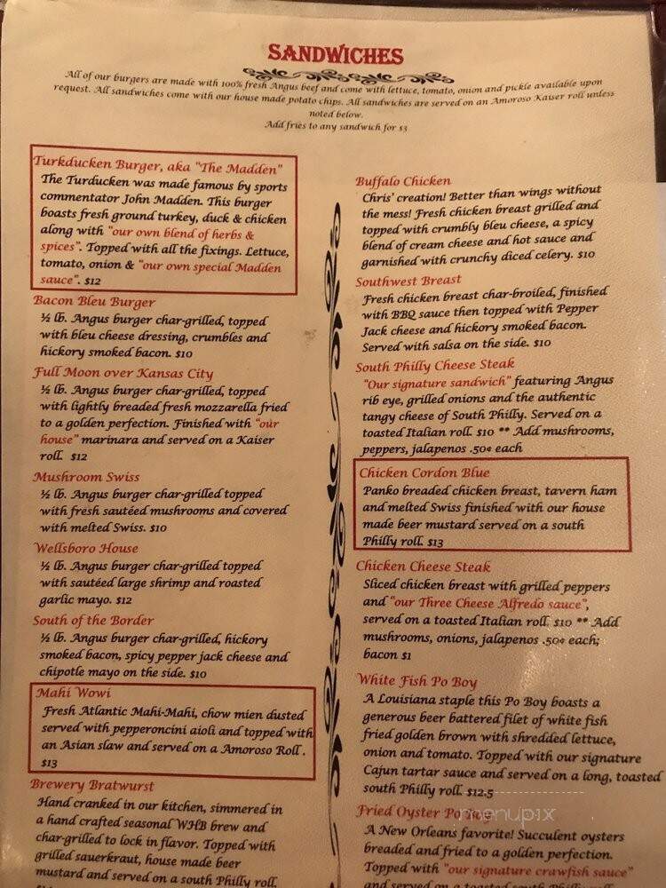 Wellsboro House - Wellsboro, PA menu_pic