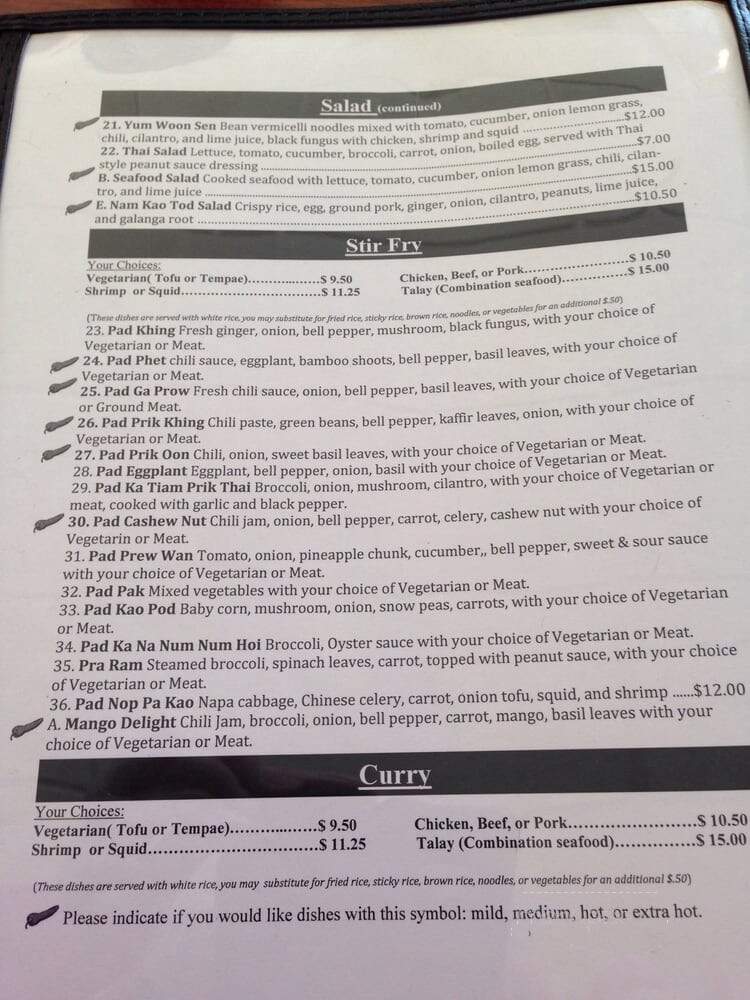 Thai Beer Restaurant - Salem, OR menu_pic