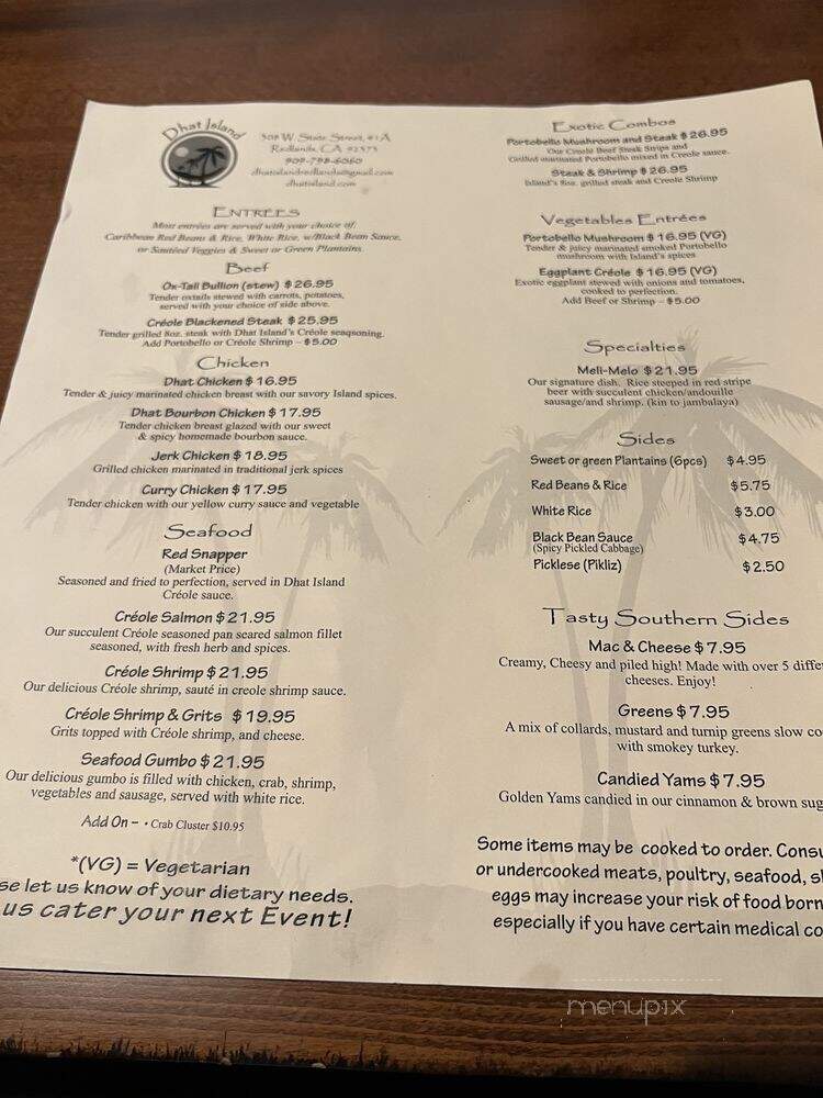 Dhat Island Caribbean Creole Cuisine - Redlands, CA menu_pic