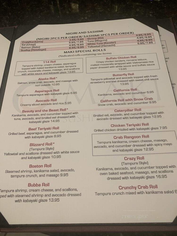 Maki Sushi Bar - Peabody, MA menu_pic
