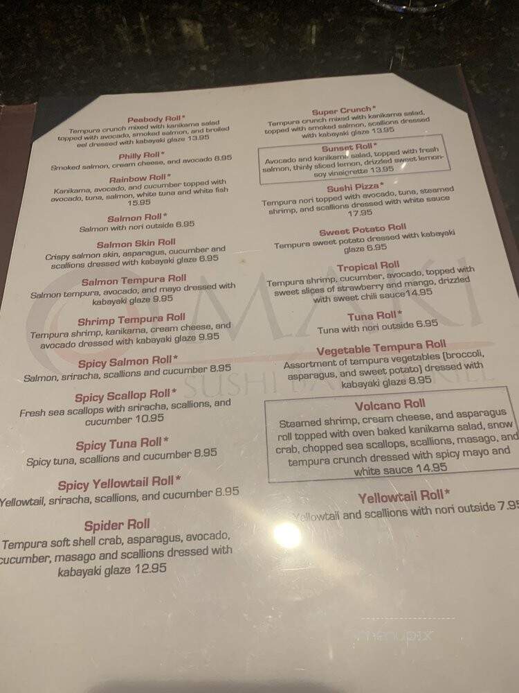 Maki Sushi Bar - Peabody, MA menu_pic