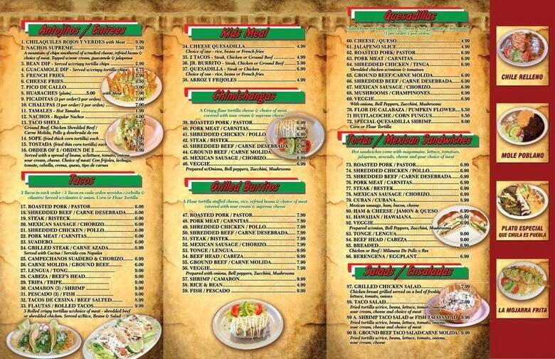 Que Chula es Puebla - Philadelphia, PA menu_pic