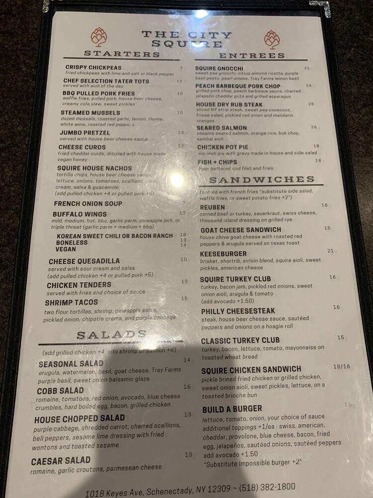 City Squire - Schenectady, NY menu_pic