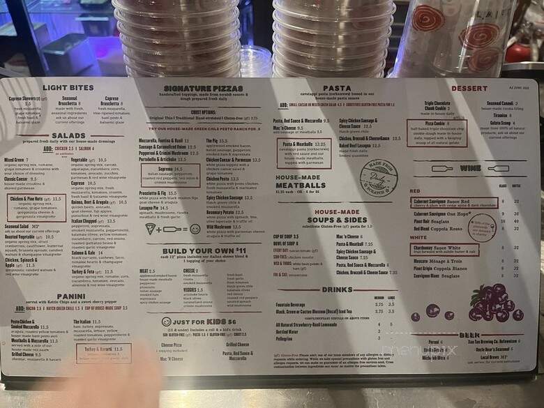 Sauce Pizza & Wine - Tucson, AZ menu_pic