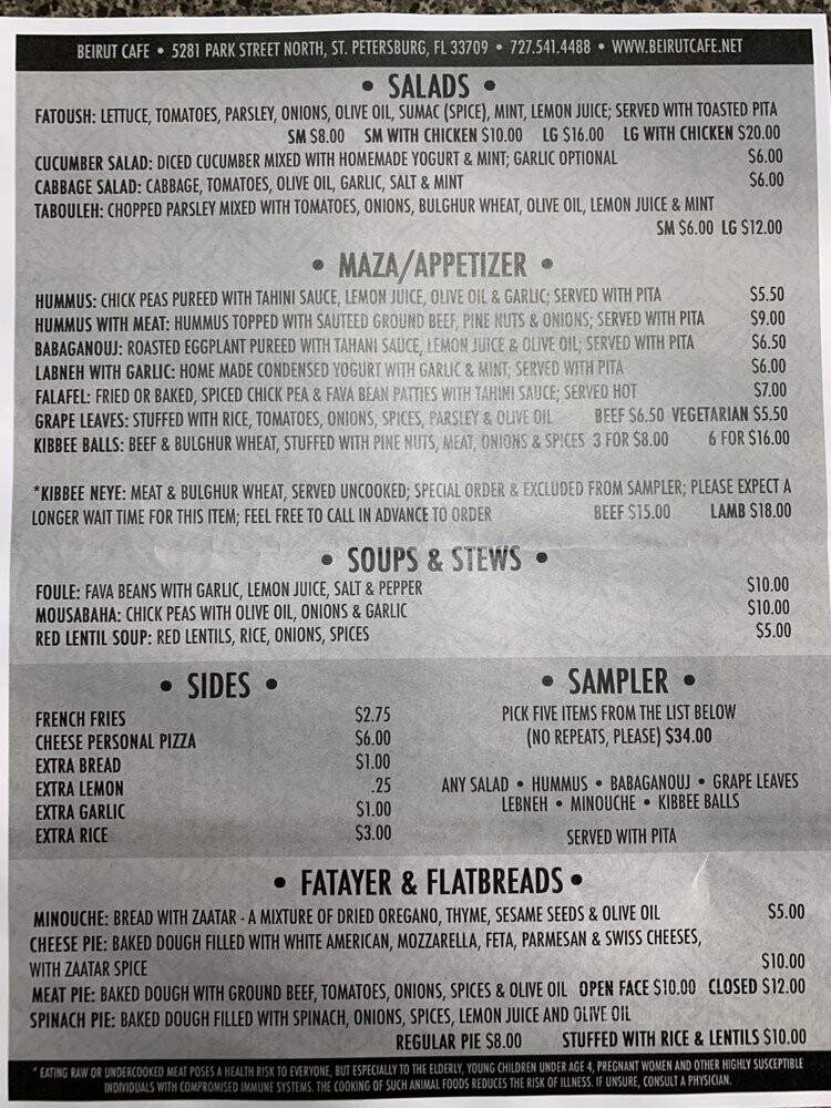Original Jeff's Desserts Cafe - St Petersburg, FL menu_pic
