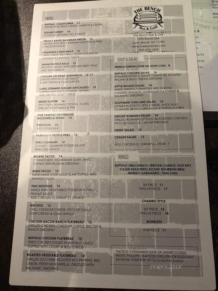 The Bench Bar and Grill - Stony Brook, NY menu_pic