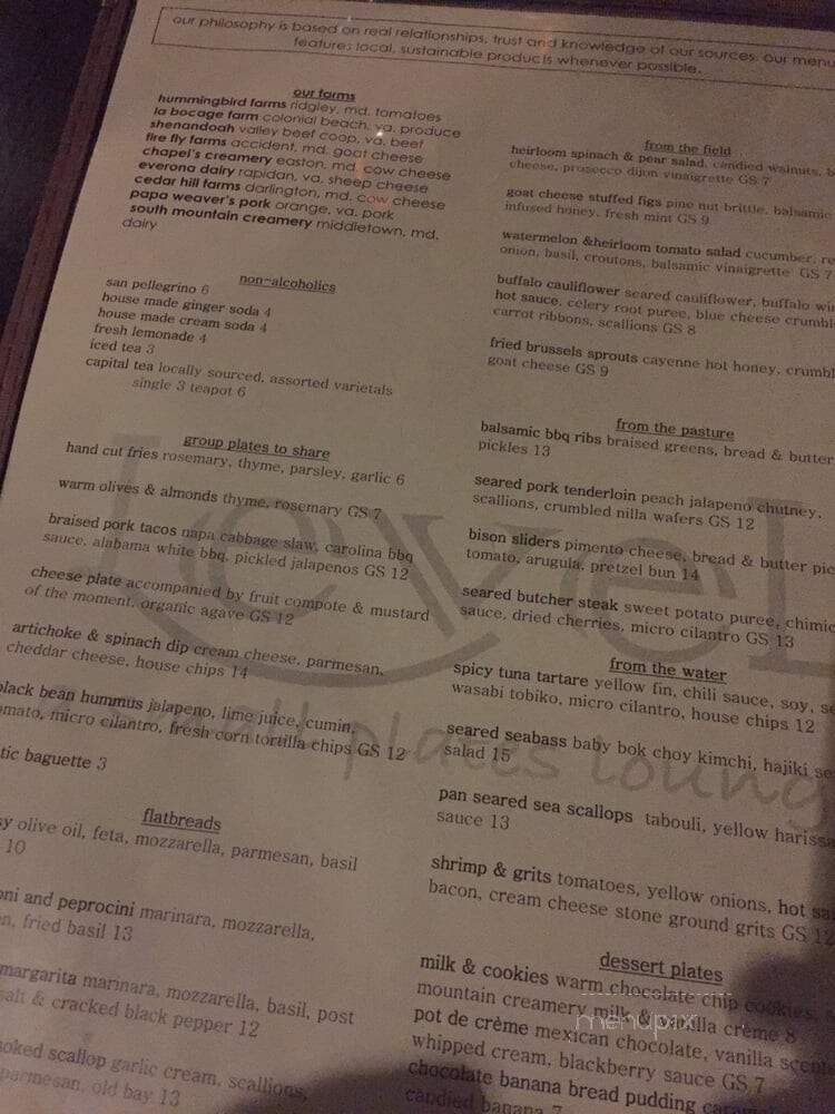 Level: a small plates lounge - Annapolis, MD menu_pic