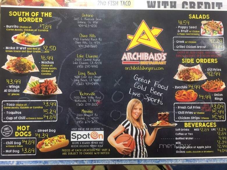 Archibald's - Long Beach, CA menu_pic