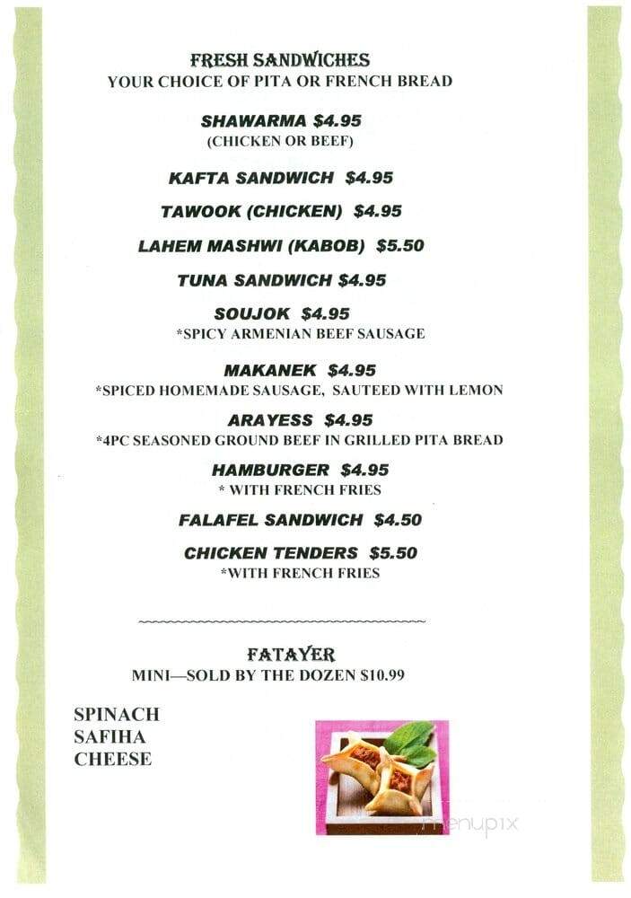 Hayat's Kitchen - North Hollywood, CA menu_pic