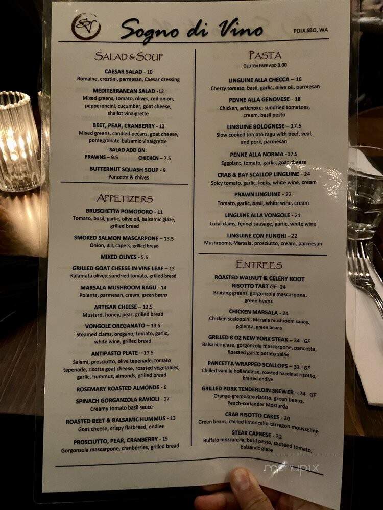Sogno di Vino - Poulsbo, WA menu_pic