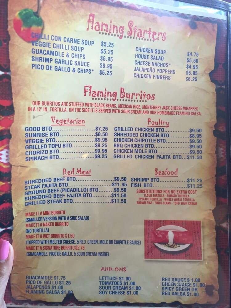 Flaming Burrito - Union City, NJ menu_pic