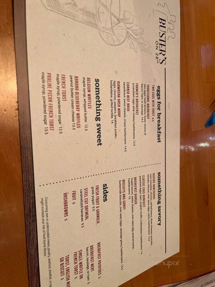 Buster's on 28th - Minneapolis, MN menu_pic