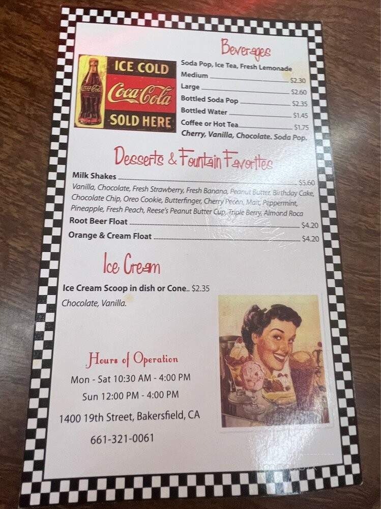 Woolworth's Luncheonette - Bakersfield, CA menu_pic