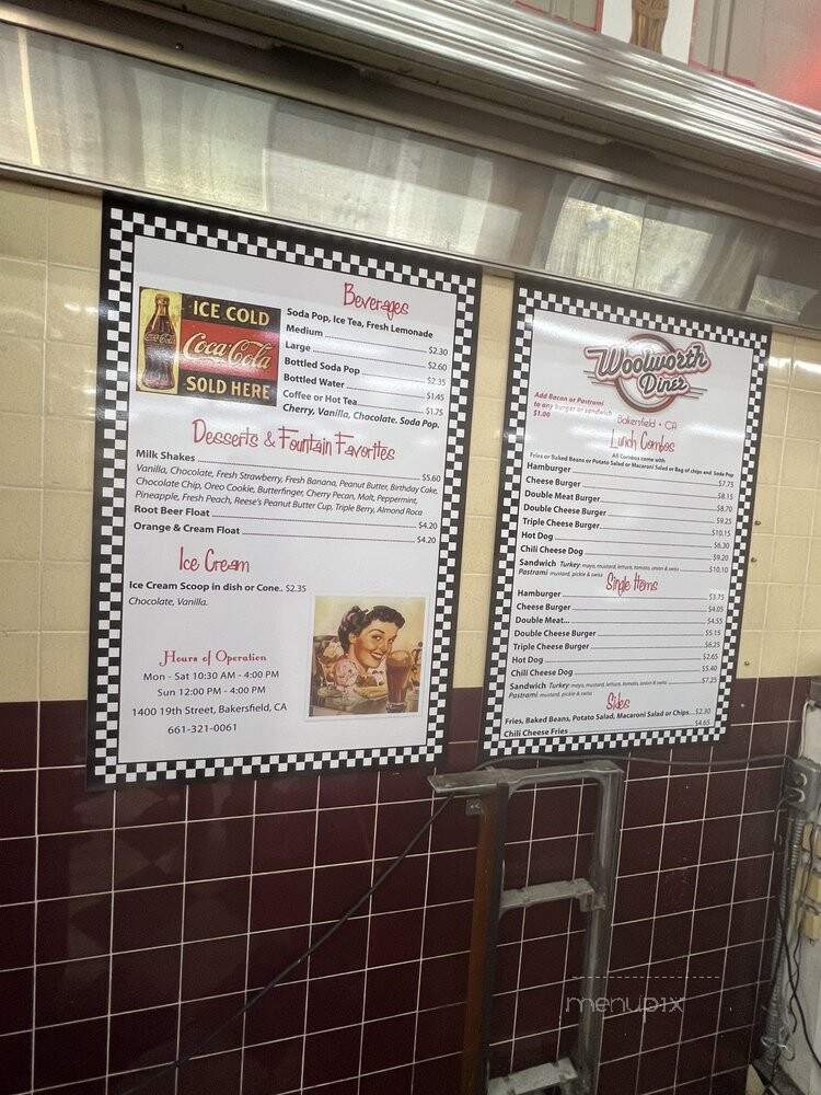 Woolworth's Luncheonette - Bakersfield, CA menu_pic