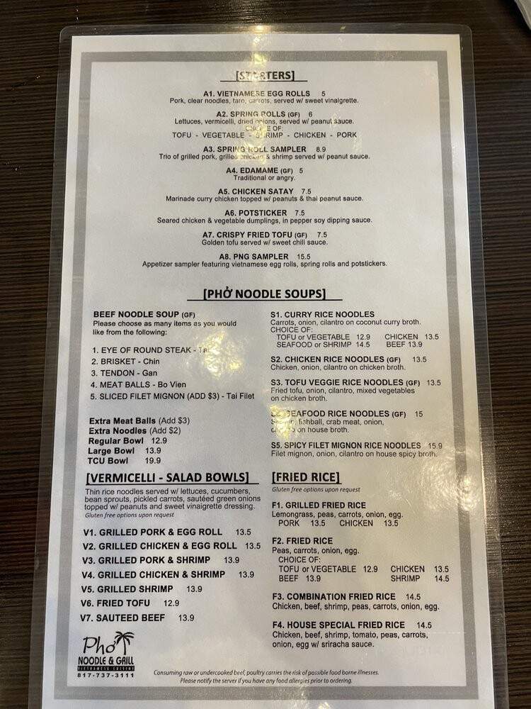 Pho Que Huong - Fort Worth, TX menu_pic