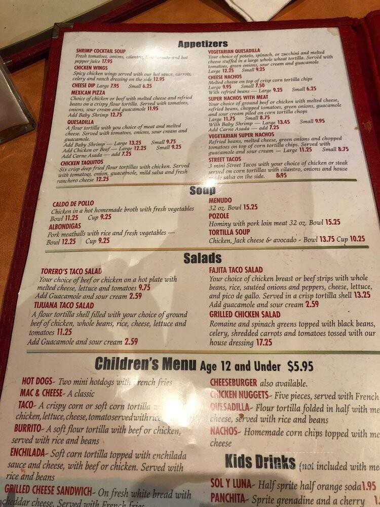 Ricardos Torero - Bellevue, WA menu_pic