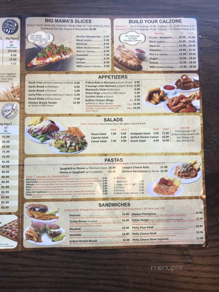 Big Mama's & Papa's Pizzeria - Sunland, CA menu_pic