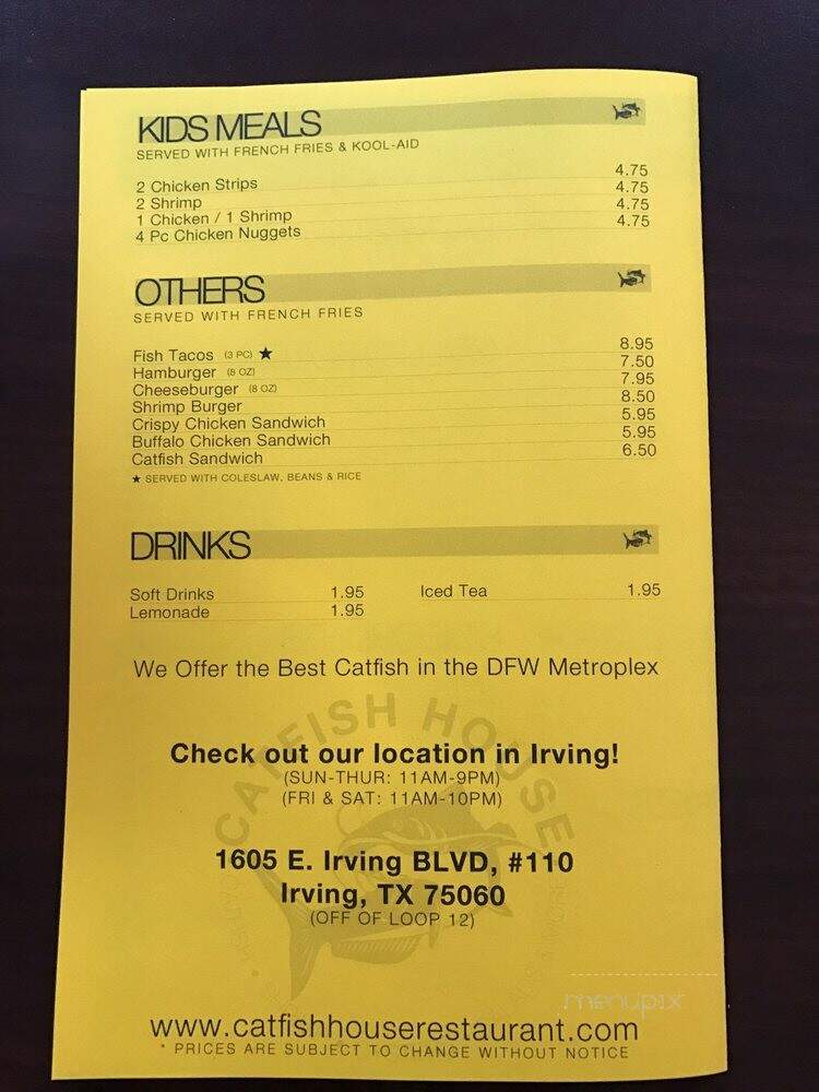 Catfish House - Carrollton, TX menu_pic