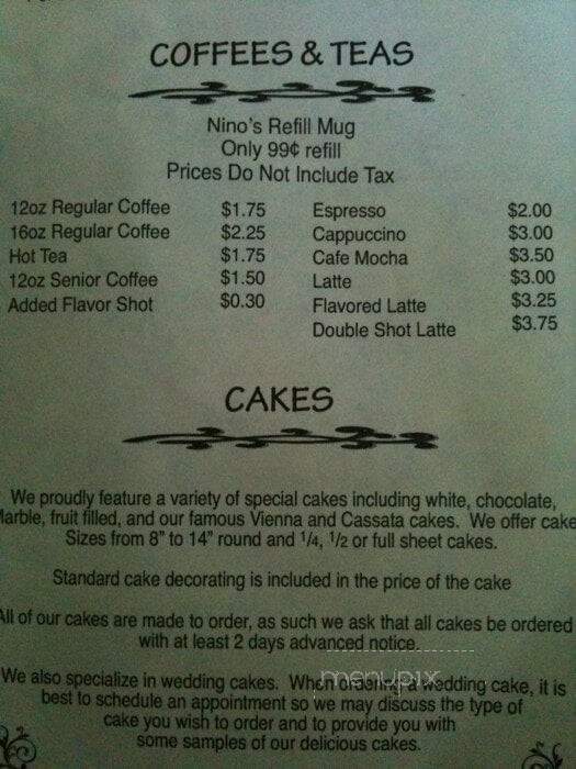 Nino's Italian Bakery Incorporated - Menomonee Falls, WI menu_pic