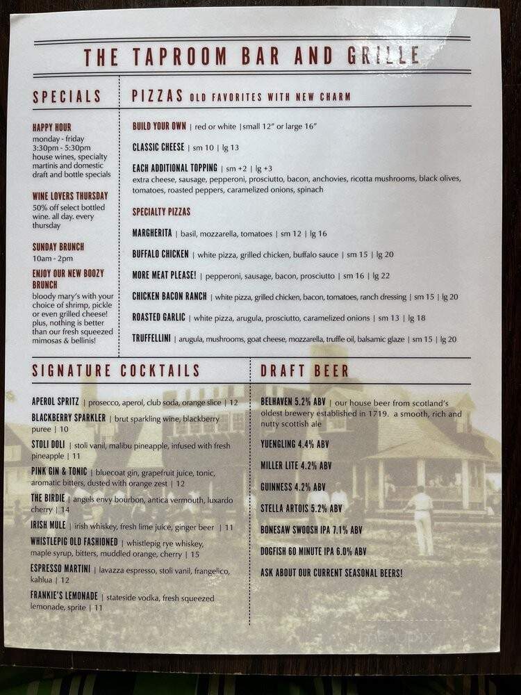 The Tap Room Bar & Grille - Northfield, NJ menu_pic