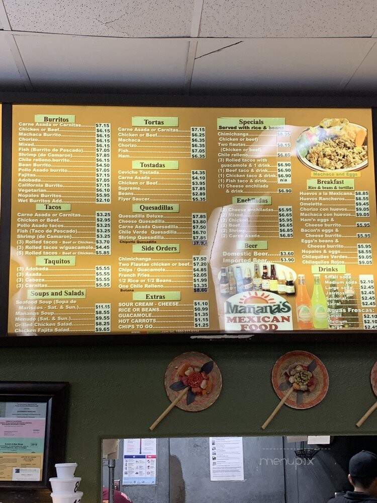 Manana's Mexican Food - El Cajon, CA menu_pic