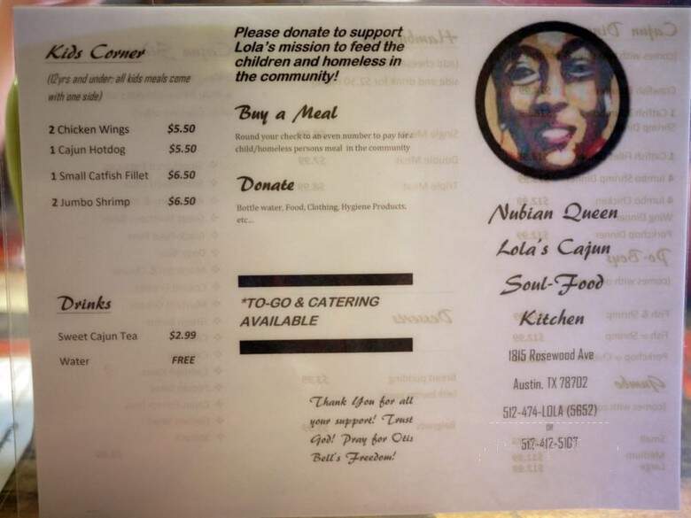 Nubian Queen Lola's Cajun Kitchen - Austin, TX