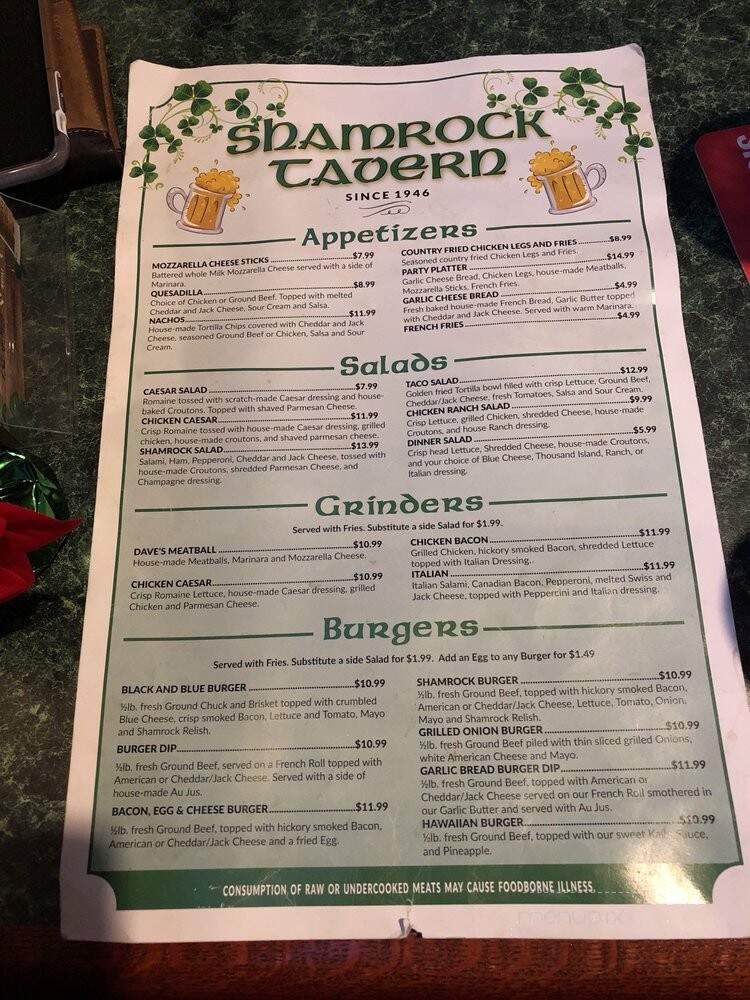 Shamrock Tavern - Tacoma, WA menu_pic