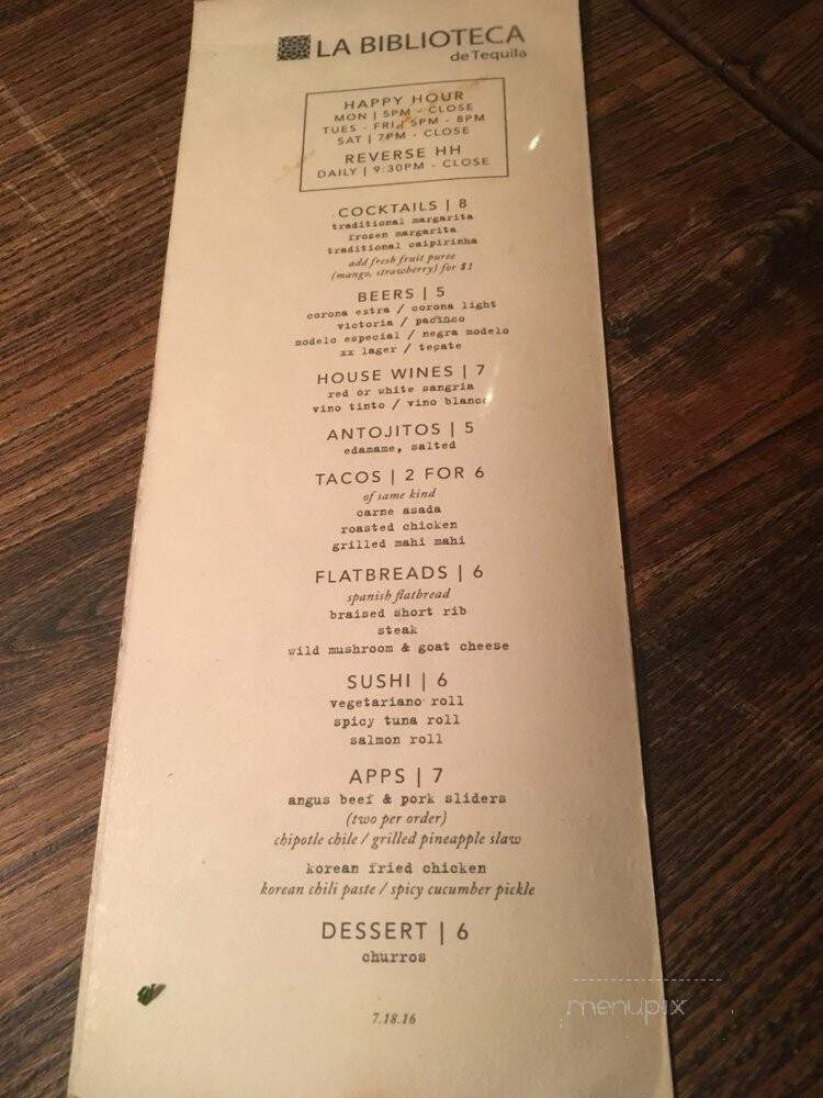 La Biblioteca - New York, NY menu_pic