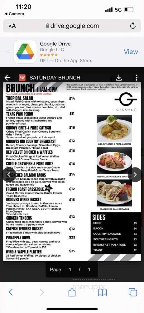 Grooves Restaurant & Bar - Houston, TX menu_pic