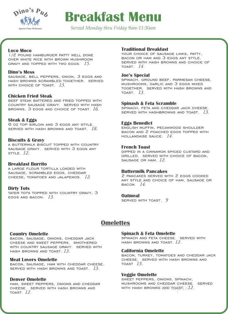 Dino's Bistro - Renton, WA menu_pic