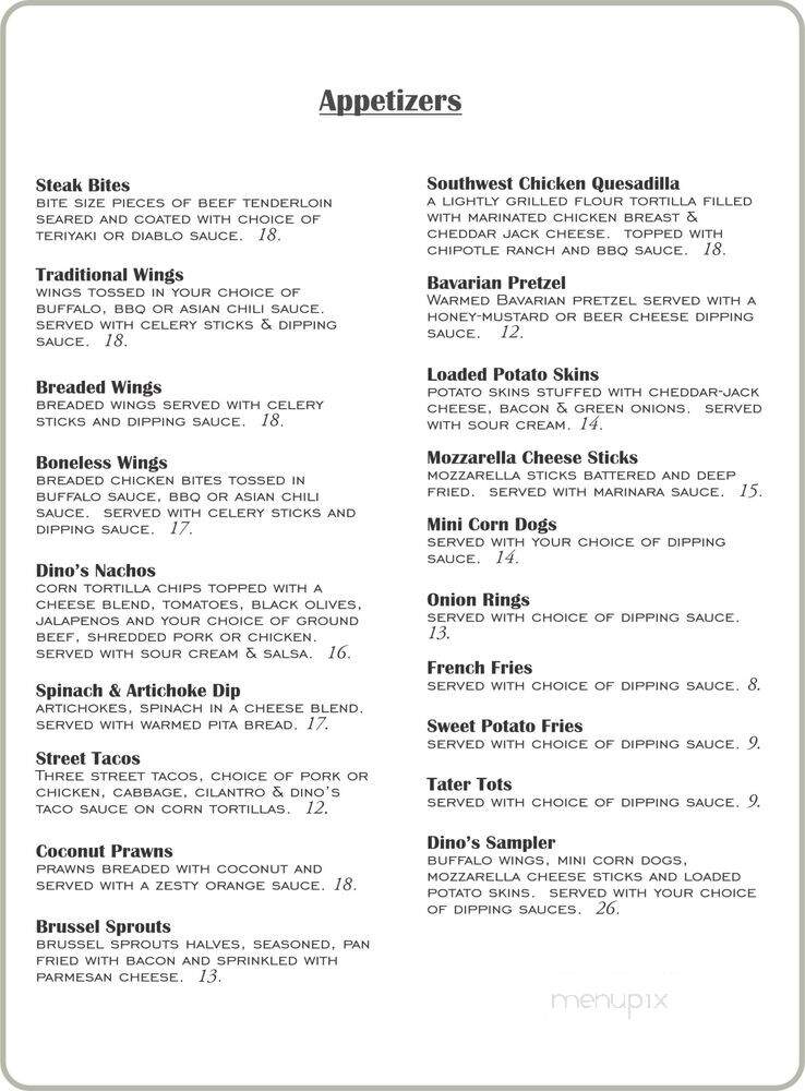 Dino's Bistro - Renton, WA menu_pic