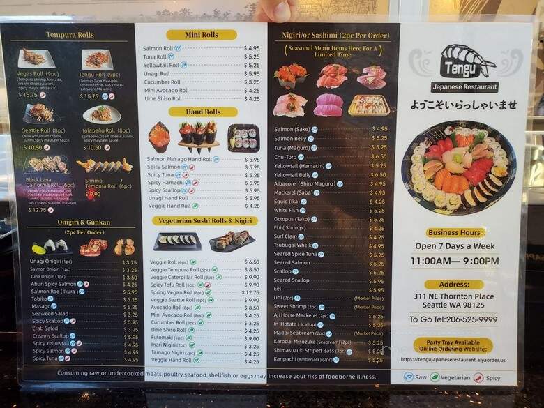 Tengu Sushi - Seattle, WA menu_pic