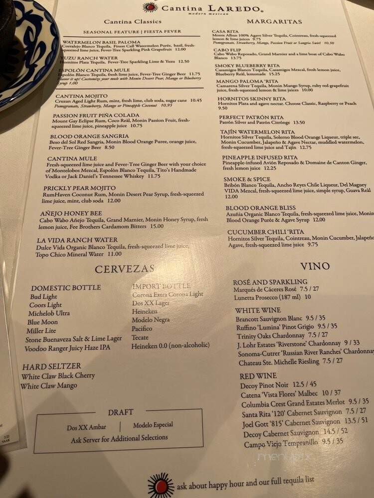 Cantina Laredo - Little Rock, AR menu_pic