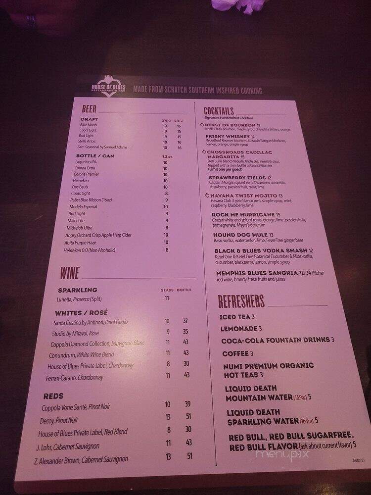 House of Blues Anaheim - Anaheim, CA menu_pic
