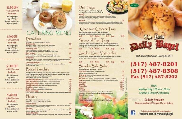 The New Daily Bagel - Lansing, MI menu_pic