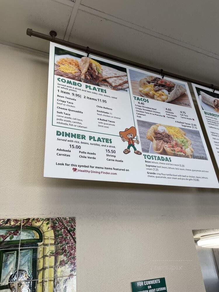 Sombrero Mexican Food - San Diego, CA menu_pic