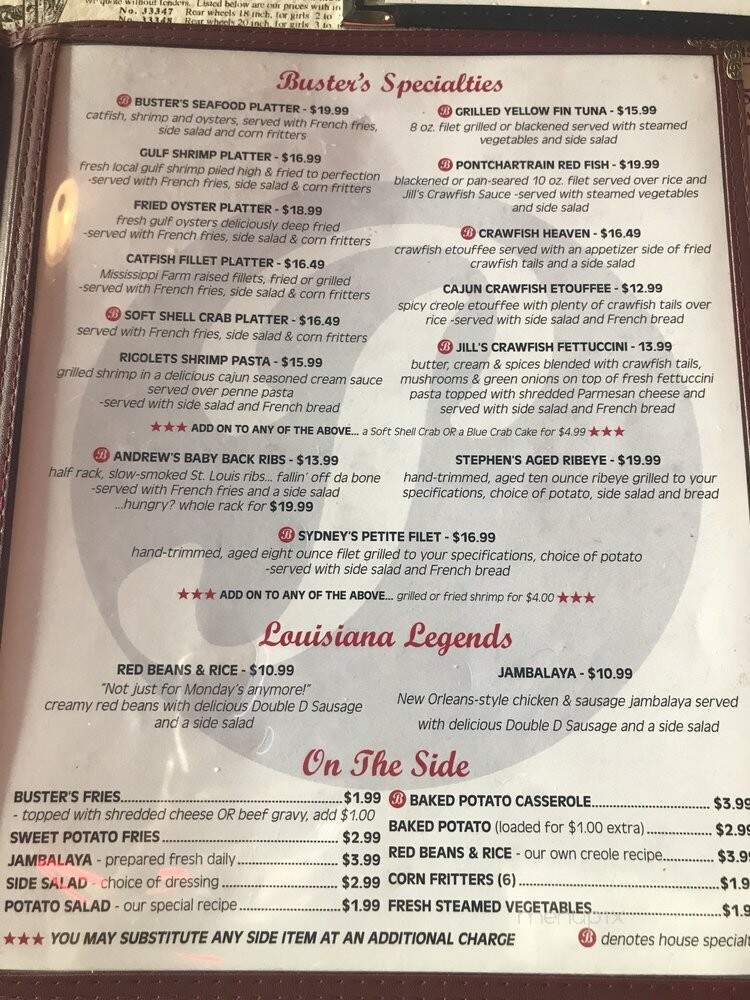 Buster's Place - Covington, LA menu_pic
